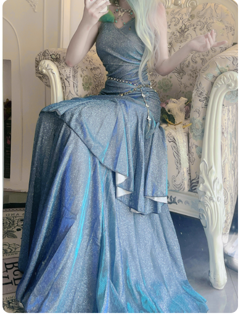 Legend of the Blue Sea Teal Blue Green Princess Sexy Bodycon Mermaid Dress Gown