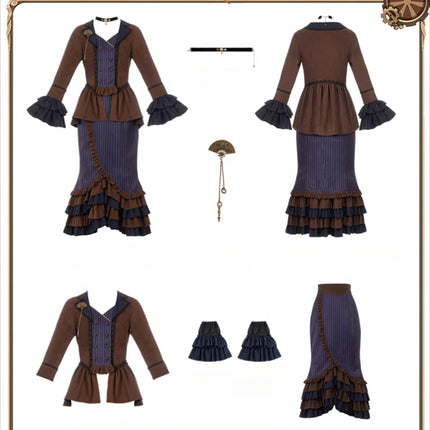 [Reverse Time Traveler] Original design steampunk print embroidery lolita fishtail set autumn/winter