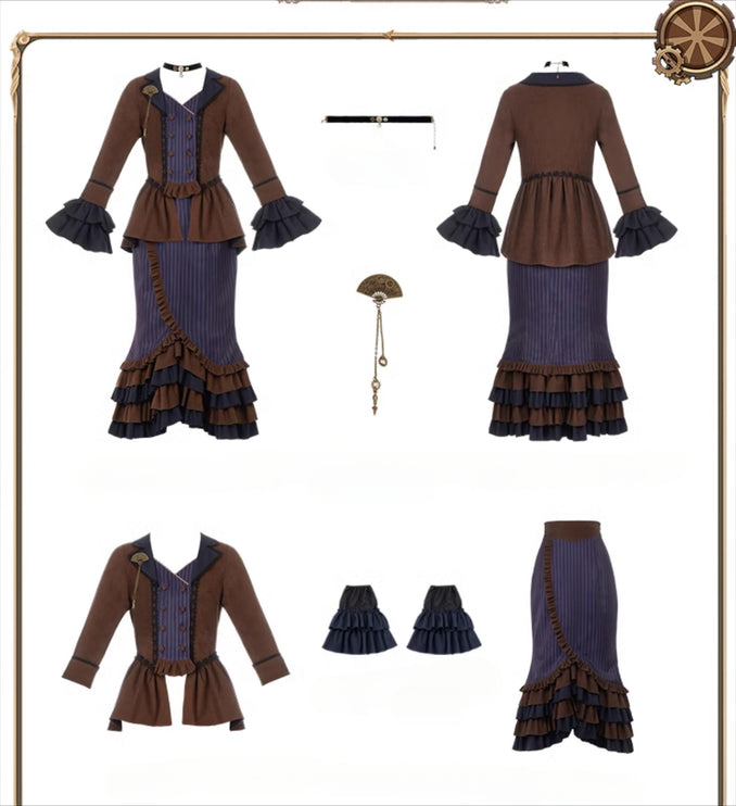 [Reverse Time Traveler] Original design steampunk print embroidery lolita fishtail set autumn/winter