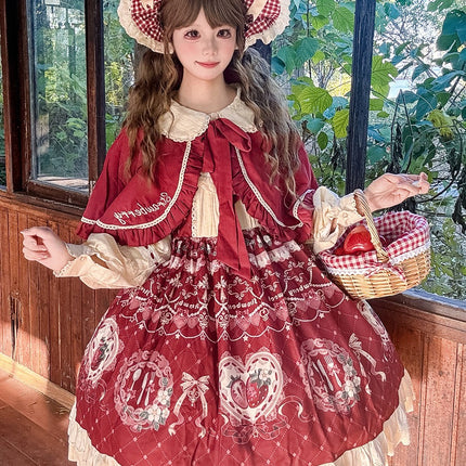 Lolita Sweetheart: Vintage Red-Brown & Cream Fairy-Tale Dress
