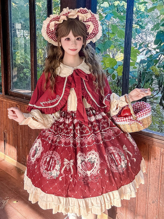 Lolita Sweetheart: Vintage Red-Brown & Cream Fairy-Tale Dress