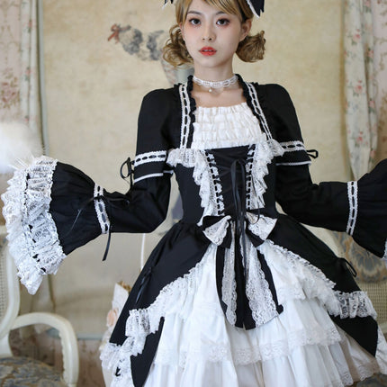 [Multi-Colors-Available] Lace Garden Vintage Set-in Sleeve Cassical Lolita OP Dress