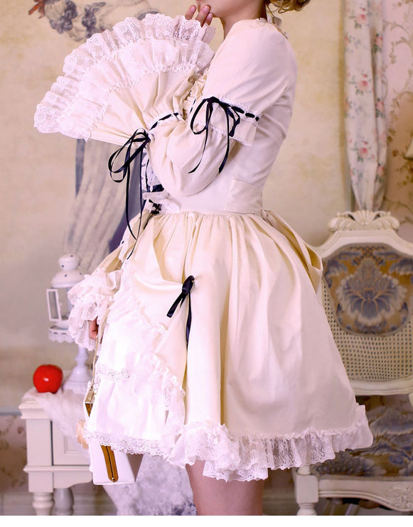 [Multi-Colors-Available] Lace Garden Vintage Set-in Sleeve Cassical Lolita OP Dress