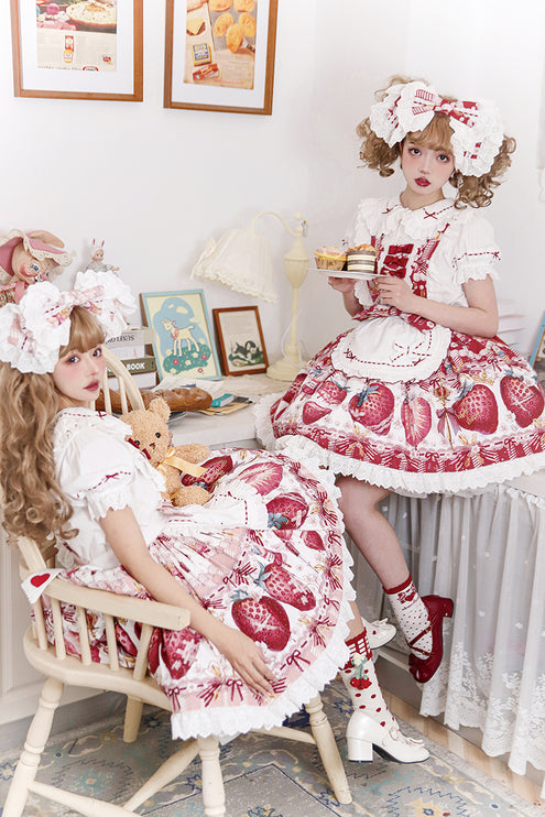 Sweet Strawberry Lolita Dress - Original Print JSK with Adjustable Straps