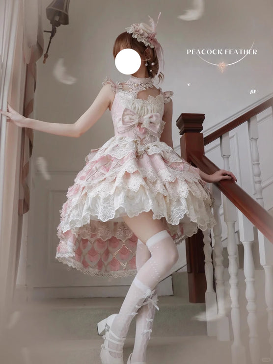 Elegant Lace Lolita JSK Dress with Floral Embroidery