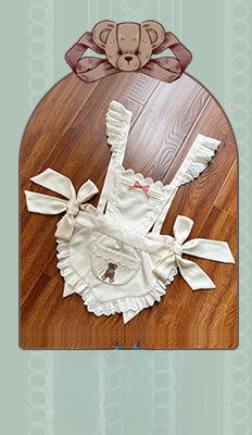 Teddy Bear Whimsy Lolita JSK Dress with Detachable Apron
