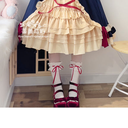 Sweet Lolita Princess Dress OP - Vintage Inspired Long Sleeve Layered Ruffle Dress