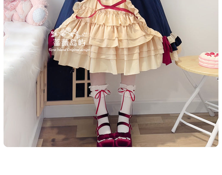 Sweet Lolita Princess Dress OP - Vintage Inspired Long Sleeve Layered Ruffle Dress