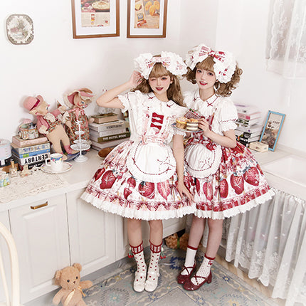 Sweet Strawberry Lolita Dress - Original Print JSK with Adjustable Straps