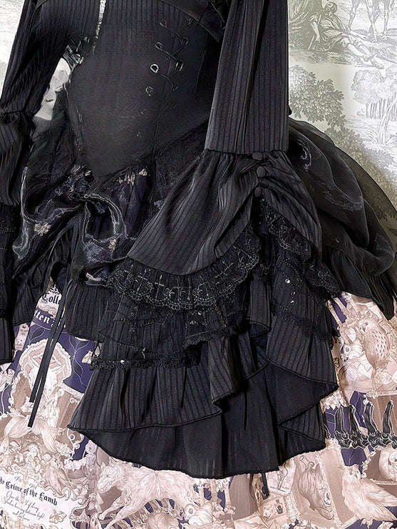 Elegant Gothic Lolita Jacket with Ruffled Trims and Button Details - Multiple Colors Available