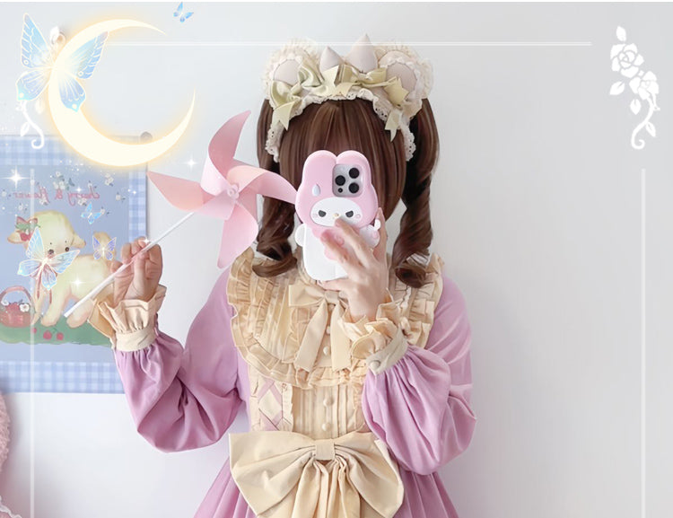 Sweet Lolita Princess Dress OP - Vintage Inspired Long Sleeve Layered Ruffle Dress