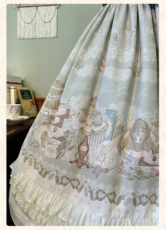 Elegant Floral Lolita JSK with Sash - Vintage Charm for Everyday and Special Occasions