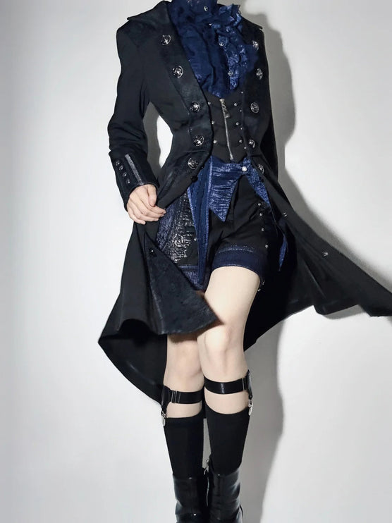 Elegant Black and White Lolita Coat - Versatile Gothic Statement Piece for Formal Events