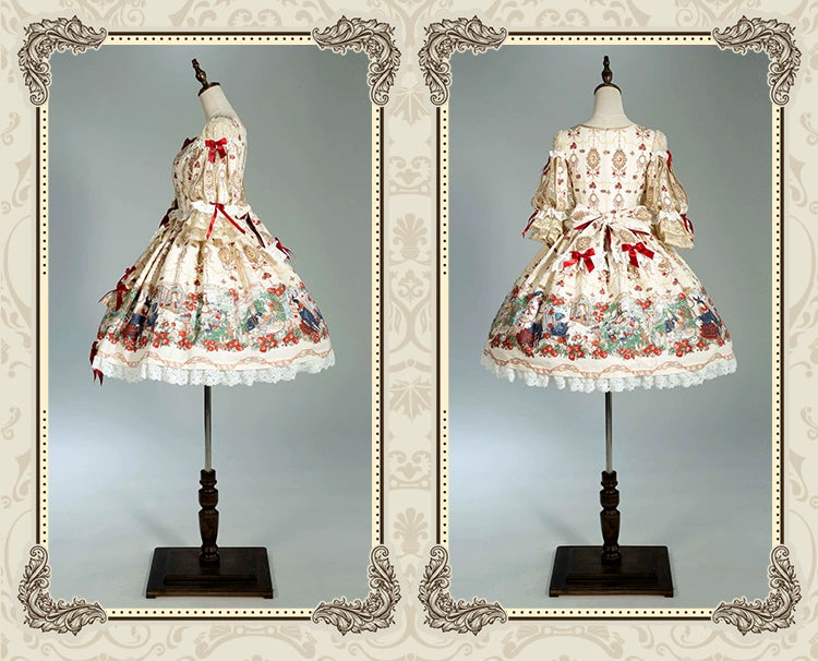 🌸Collector's Edition🌸Enchanted Snow White Print Apron OP Classical Doll Lolita Dress