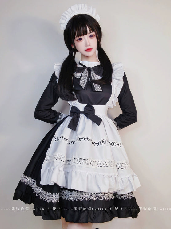 S-5XL British Aristocratic Elegance Gothic Maid Long-sleeved Dress Sexy Lolita