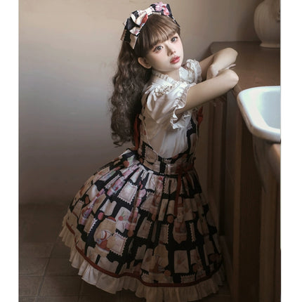 Sweet Bunny Postage Original Design Lolita High-Waist Suspender JSK