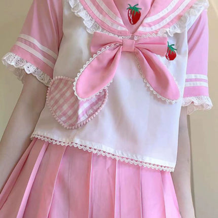 Authentic Lolita Uniform Lolita JK Skirt Strawberry Schoolgirl Outfit