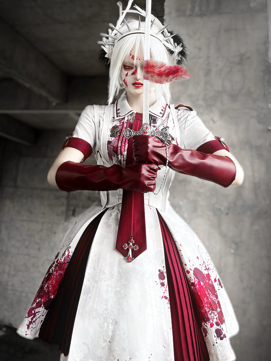 Crimson Serpent Gothic Lolita Series - Tactical Military and Dark Nurse-Inspired OP Collection