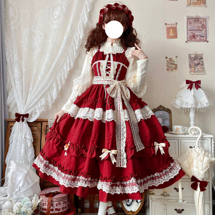Lolita Pink Delight: Layered Ruffles, Lace - Trimmed Dream Dress for Ethereal Style
