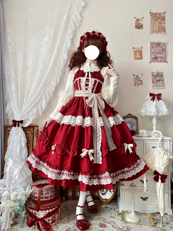 Lolita Pink Delight: Layered Ruffles, Lace - Trimmed Dream Dress for Ethereal Style