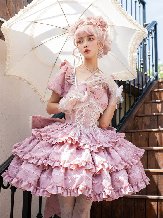 Puff Rose OP Princess Bow Trailing Dress Original Lolita