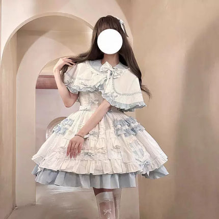 Lolita Dress with Delicate Layers, Ruffles and Bows, a Dreamy Fairy - tale Piece
