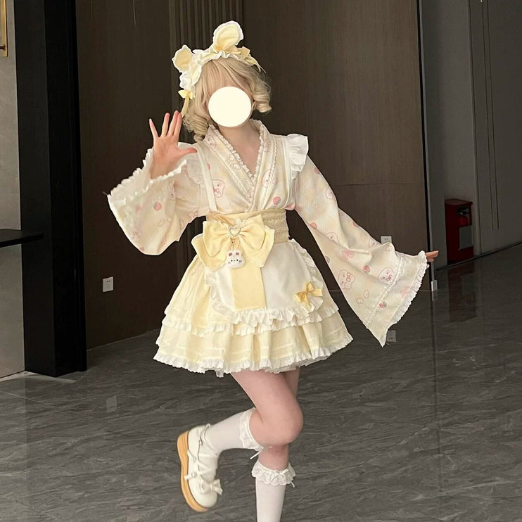 Colorful Fairy Tale Lolita Dress with Embroidery Details and Ruffled Skirt