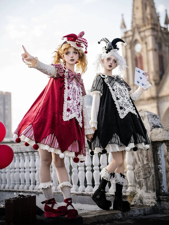 Lolita Delight: Exquisite Black & Red Dresses with Whimsical Patterns and Charming Details