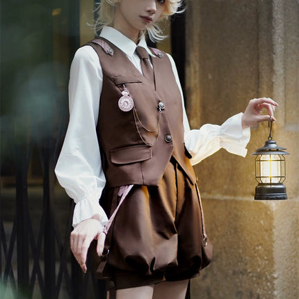 Original Ouji Fashion Brown Lolita Vest Prince Outfit