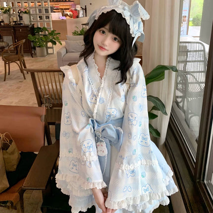 Colorful Fairy Tale Lolita Dress with Embroidery Details and Ruffled Skirt