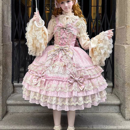 Gothic Lolita Dress with Intricate Lace and Elegant Bows - multiple colors Fantasy Style
