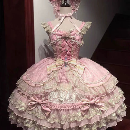 Gothic Lolita Dress with Intricate Lace and Elegant Bows - multiple colors Fantasy Style