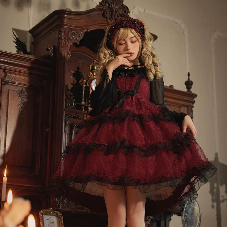 Starry Love Melody Original JSK Three-Tiered Cake Skirt Solid Color Lolita Suspender Dress