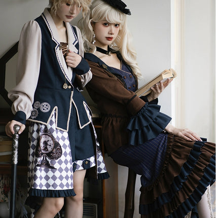 [Reverse Time Traveler] Original design steampunk print embroidery lolita fishtail set autumn/winter