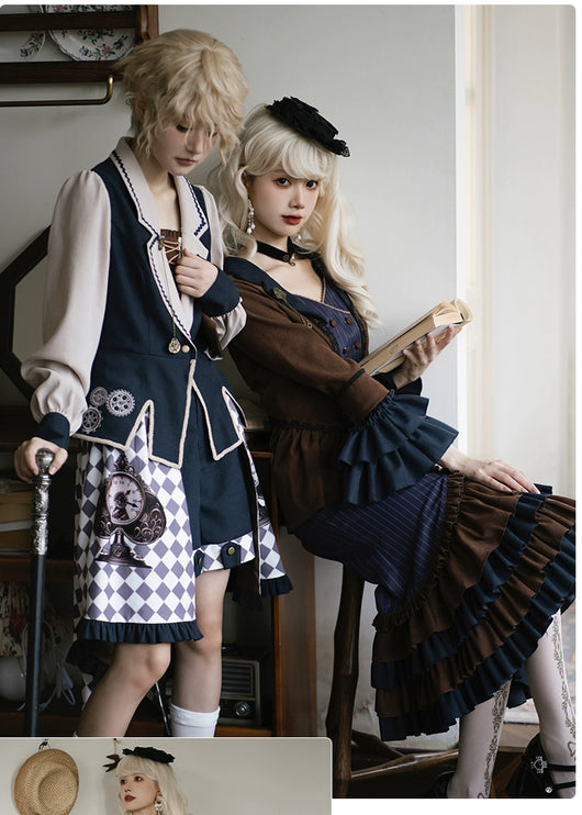 [Reverse Time Traveler] Original design steampunk print embroidery lolita fishtail set autumn/winter