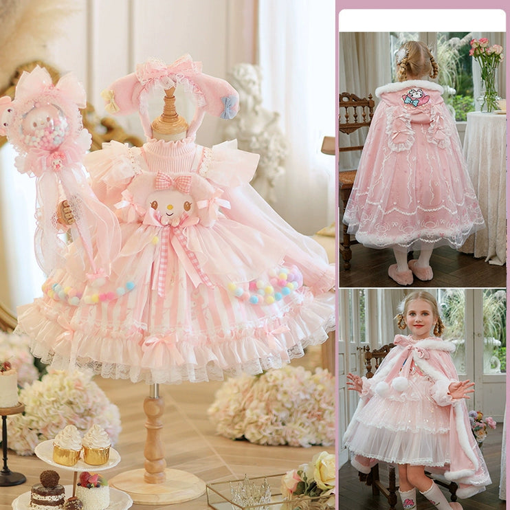 Adorable Pastel Pink Lolita Princess Dress for Girls - Spring and Autumn Collection