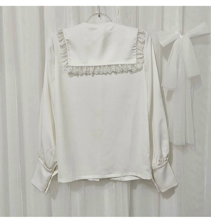 European Prince Lolita Cape Set – Black Jacket with Puff Shorts and Lace Collar Blouse