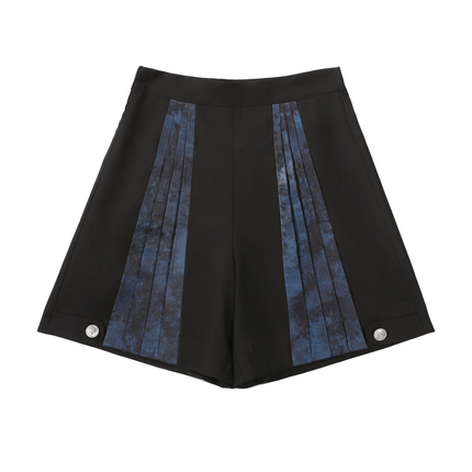 Gothic - Inspired Black and Teal Asymmetrical Long Coat with Puff Sleeves and Decorative Details