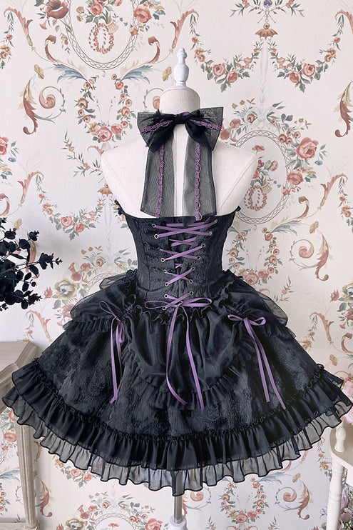 Fairy-Tale Ballet Doll Lolita Halter Dress with Corset Lace-Up and Ruffled Layers – Available in 8 Colors