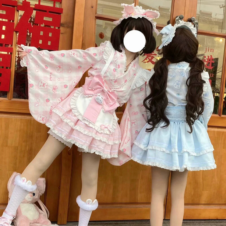 Colorful Fairy Tale Lolita Dress with Embroidery Details and Ruffled Skirt