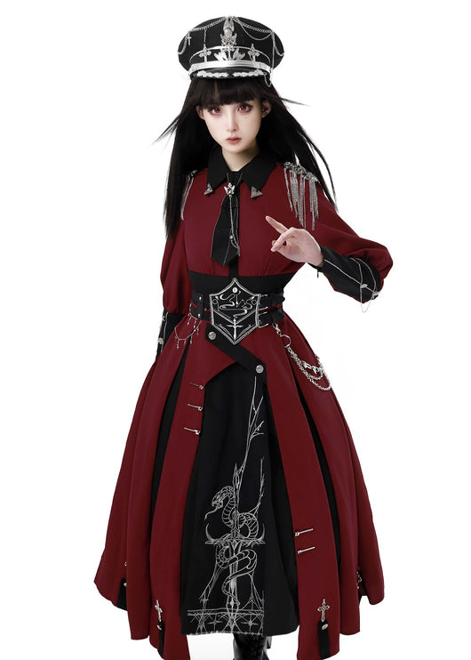 Gothic - style Long Cloak - holding Design, Embellished with Intricate Silver Patterns and Elegant Hat