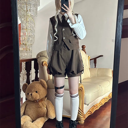 Original Ouji Fashion Brown Lolita Vest Prince Outfit