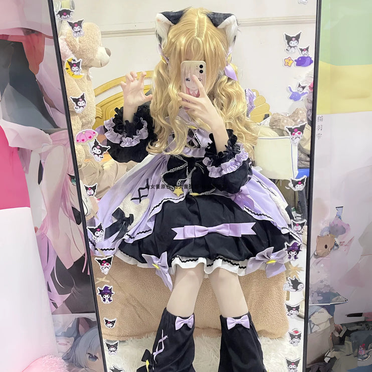 Kuromi Witch Lolita Dress - Dark Gothic Halloween Long Sleeve OP