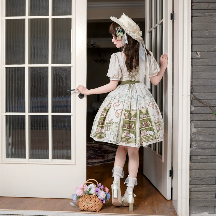 Original Enchanted Library Graceful Academy Style Short Sleeve OP Lolita Skirt