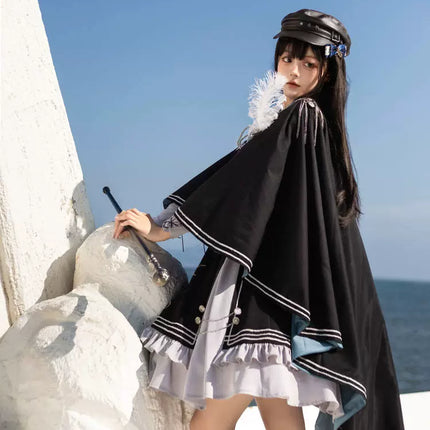 Gothic Lolita Dress with Tailored Vest and Embroidered Design