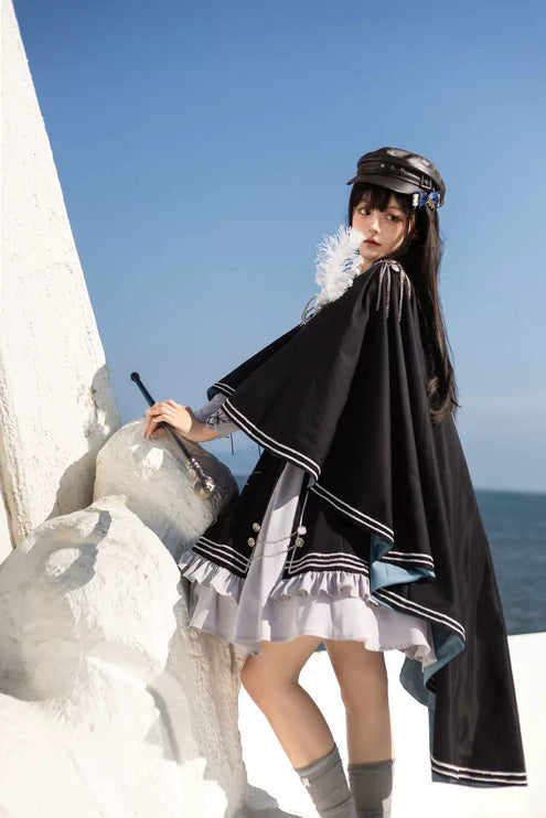 Gothic Lolita Dress with Tailored Vest and Embroidered Design