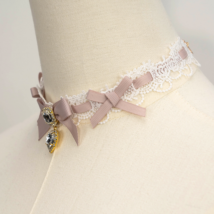 Edgy Punk Style Elaborate Double-Layer Necklace with Pearls and Gemstone Choker Lolita Collarbone Chain