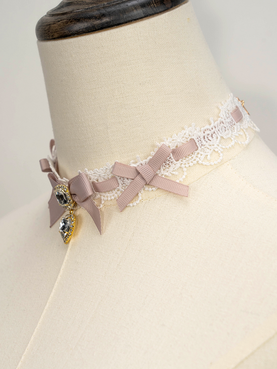 Edgy Punk Style Elaborate Double-Layer Necklace with Pearls and Gemstone Choker Lolita Collarbone Chain