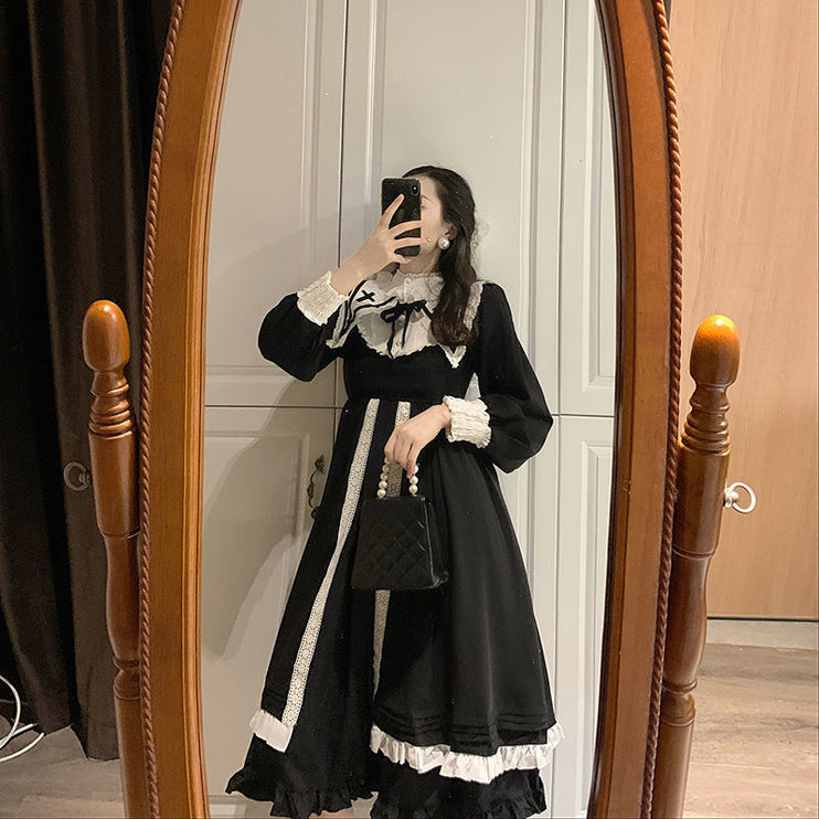 Vintage Checkered Lolita Dress - Black and White Ensemble