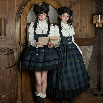 Twin - Set Lolita Dresses with Plaid Pattern and Sweet Bowknots, Ideal for Cosplay and Themed Parties